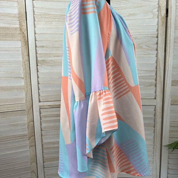 Crosby Mollie Burch Bell Sleeve Split Neck Top Medium - Picture 5 of 13